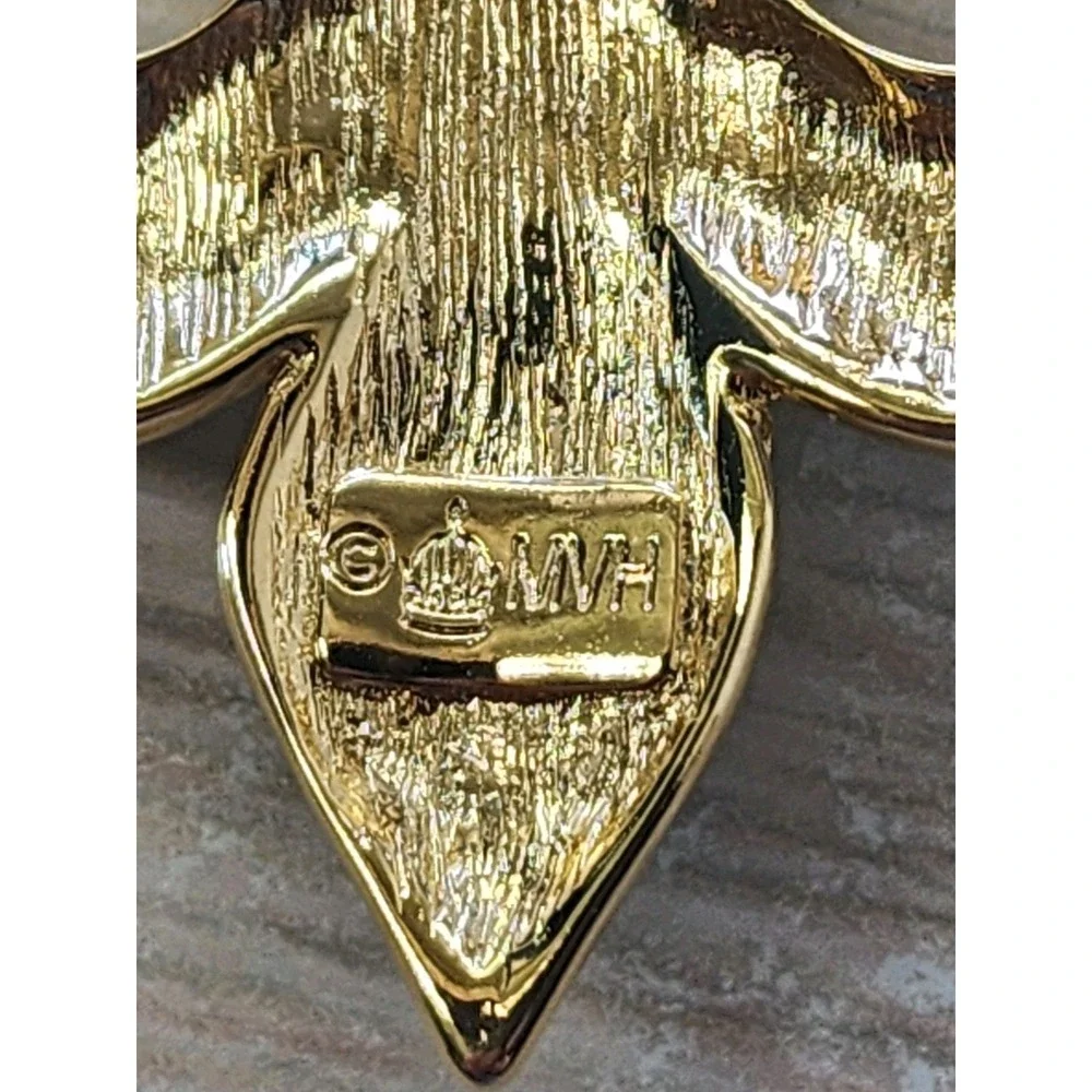 Vintage‎ MVH Crown Michaela Von Habsburg Signed Fleur De Lis Brooch Pendant
